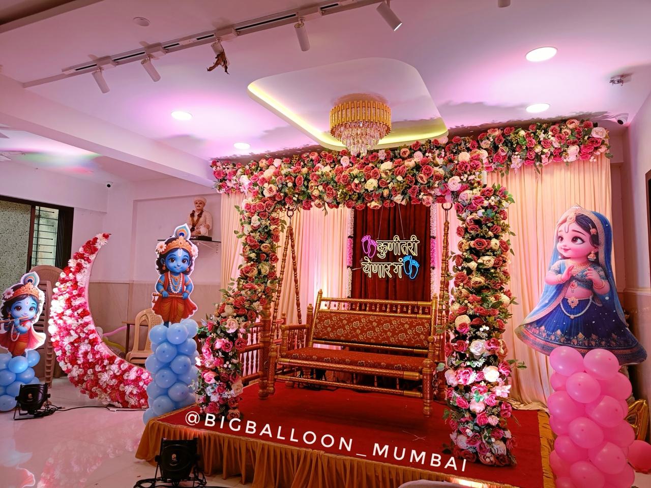 Traditional Godh Bharai and baby shower celebration with pastel styling